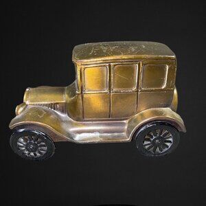 Antique Metal Car Piggy Bank Parkway Bank 1926 Harwood Heights Illinois 3.25” T